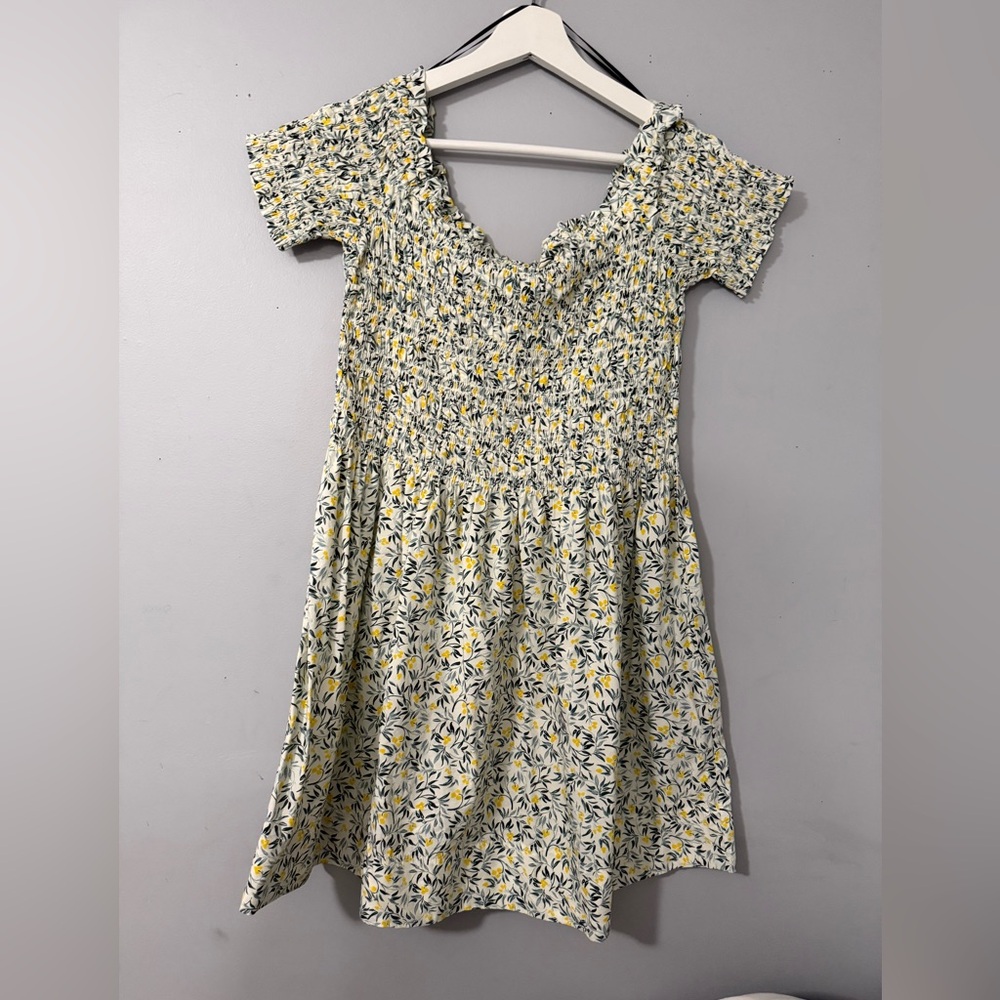 H&M Floral smocked off the shoulder dress